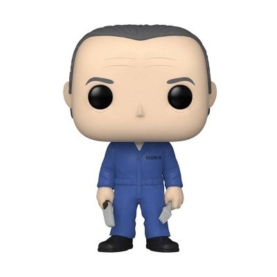 Figura Funko Pop de homem em macacão azul segurando faca e garfo