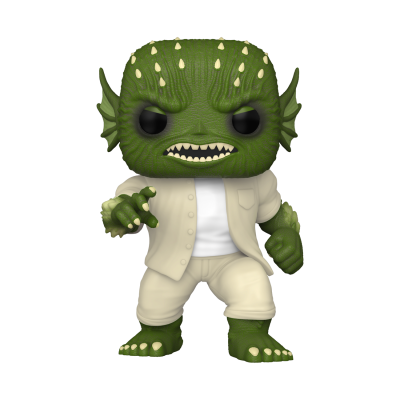 Figura Funko Pop de criatura verde com roupa branca