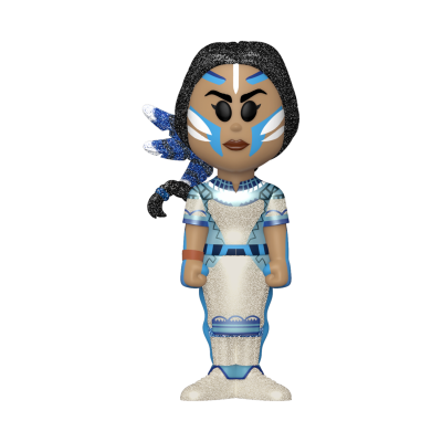 Boneco estilizado com roupa branca e azul e pintura facial azul