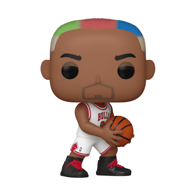 Figura Funko Pop de jogador de basquete dos Bulls com cabelo colorido a segurar bola