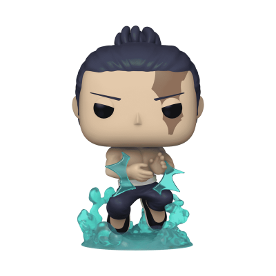 Figura Funko Pop personagem com cabelo preto e base azul de água