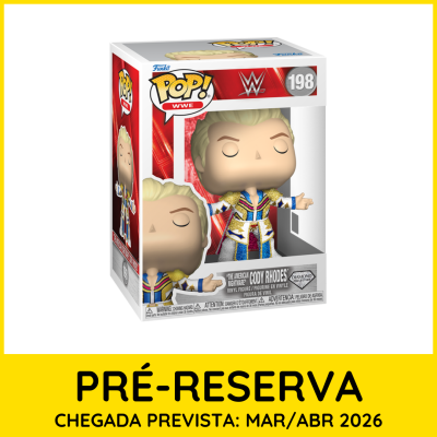 Figura Funko Pop! WWE Cody Rhodes na embalagem com janela transparente