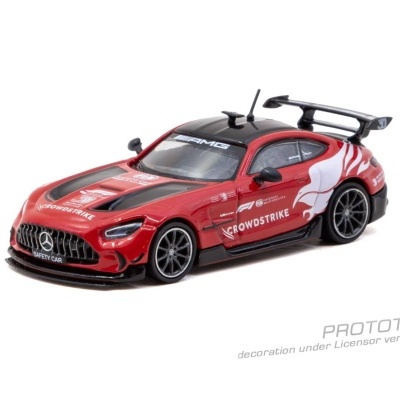 Miniatura de carro de corrida vermelho com preto e logótipos visíveis sobre fundo branco.