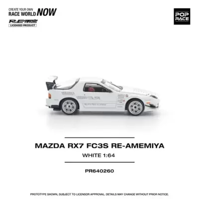 Miniatura de carro branco Mazda RX7 FC3S RE-AMEMIYA escala 1:64