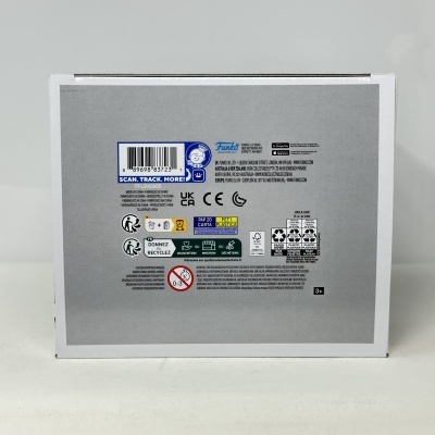 embalagem branca e cinza com código de barras e textos sobre reciclagem e selo FSC