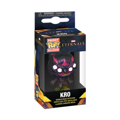 Porta-chaves Pop! Pocket da Marvel Eternals com personagem Kro em embalagem