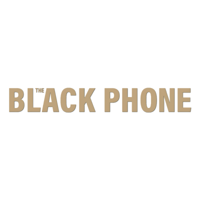 Texto THE BLACK PHONE em letras maiúsculas cor bege