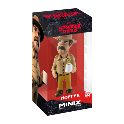Figura colecionável Minix Hopper da série Stranger Things em caixa