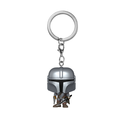 Chaveiro Funko Pop do Mandalorian em PVC com capacete prateado