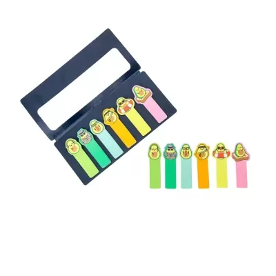 Marcadores de página autocolantes coloridos com desenhos de abacates