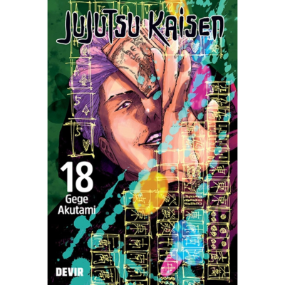 Capa de manga JUJUTSU KAISEN volume 18 com personagem de cabelo roxo