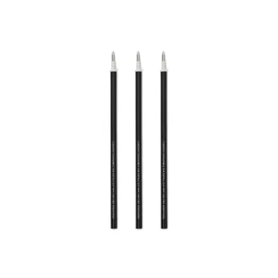 Três recargas de caneta preta com tinta apagável