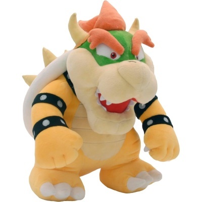 Pelúcia do personagem Bowser em várias cores com braceletes e espinhos