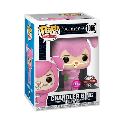 Funko Pop! Chandler Bing de Friends em fato de coelho cor-de-rosa em embalagem