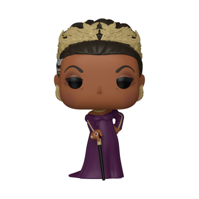 Funko Pop vestido roxo com coroa dourada e bengala