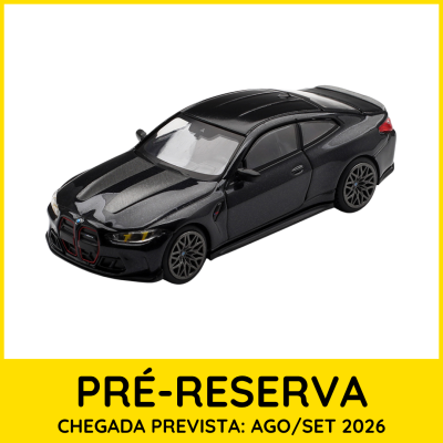 Miniatura de carro desportivo BMW preto com detalhes vermelhos na grelha frontal
