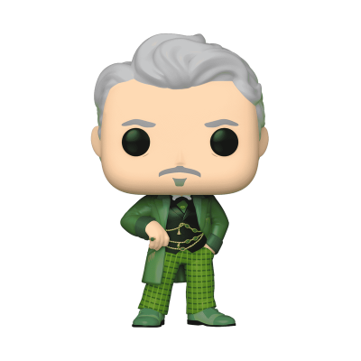 Funko Pop com cabelo grisalho, roupa verde e calças xadrez verdes