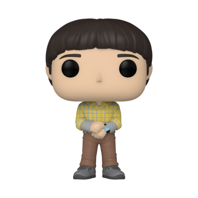 Figura Funko Pop de personagem com camisa xadrez amarela