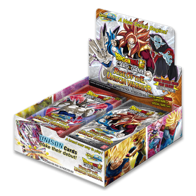 Pack de cartas Dragon Ball Super com personagens e texto promocional