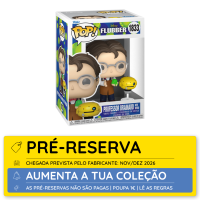 Funko Pop! Professor Brainard com Weebo em caixa colorida de colecionador