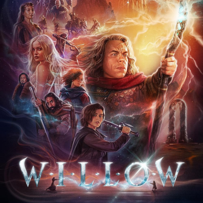 Capa do filme Willow com personagens principais e título brilhante
