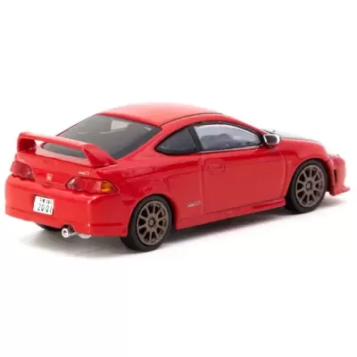 Miniatura de carro desportivo vermelho com spoiler e matrícula