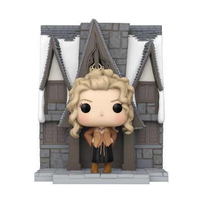Figura Funko Pop de personagem loira com casa de pedra