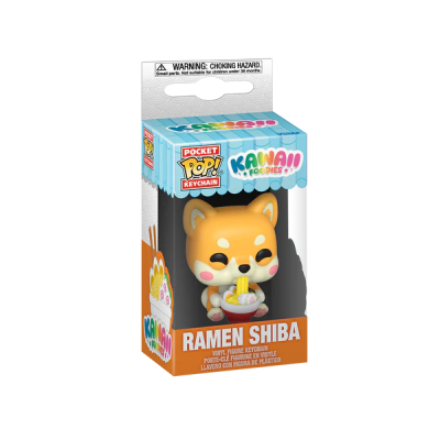 Miniatura Pocket Pop! Keychain Kawaii Foodies Ramen Shiba em caixa colorida