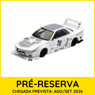 Miniatura de carro de corrida branco com decoração LIBERTY WALK e número 58