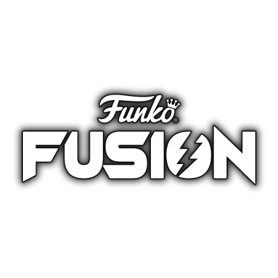 Logotipo Funko Fusion branco com sombra em fundo branco