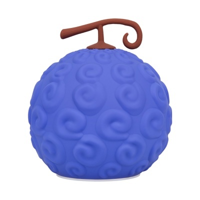 Fruto azul com textura de espirais e caule castanho