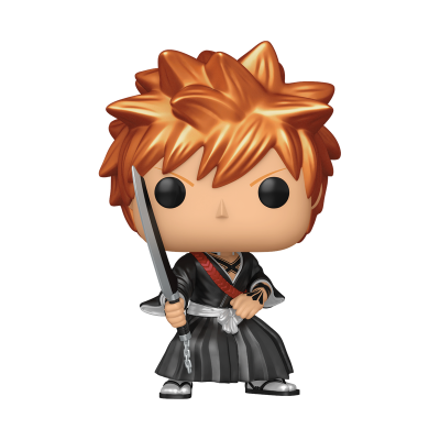 Figura Funko Pop de personagem com cabelo laranja e espada