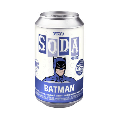 Lata Funko Soda de Batman com design azul e branco
