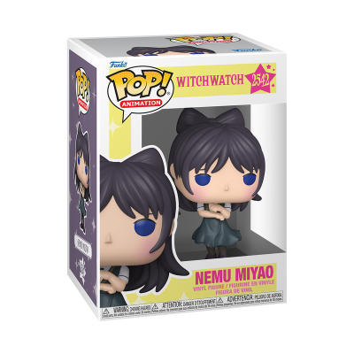 Caixa de Funko Pop! Animation da personagem Nemu Miyao da série Witchwatch, vinil, cabelo castanho escuro, vestido verde escuro