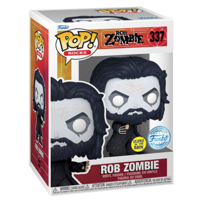 Figura Funko Pop Rob Zombie número 337 com rosto branco e barba preta