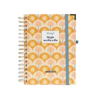 Agenda com capa decorada e elástico azul