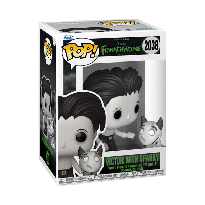 Funko Pop de Victor com Sparky da Disney Frankenweenie em caixa