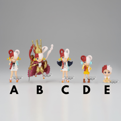 Cinco figuras colecionáveis coloridas em fundo cinza