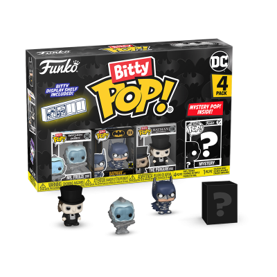 Caixa com 4 figuras colecionáveis Funko Pop! Bitty da DC, incluindo figura misteriosa