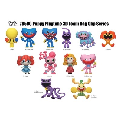 12 figuras pequenas 3D foam da série Poppy Playtime com várias cores e personagens
