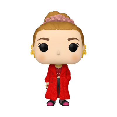 Figura Funko Pop com casaco vermelho e cabelo apanhado