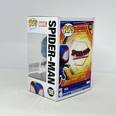 Caixa branca de Funko Pop! Spider-Man with spider mask blue and red