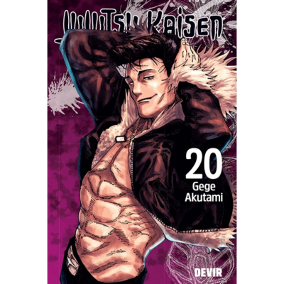 Capa do livro Jujutsu Kaisen volume 20 com personagem masculino e fundo roxo