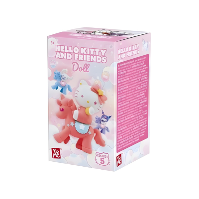 Caixa rosa e branca com boneca Hello Kitty and Friends e texto COLLECT 5.