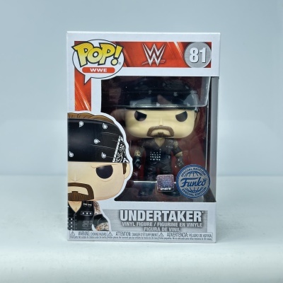 Figura Funko Pop! WWE Undertaker número 81 na embalagem branca e vermelha