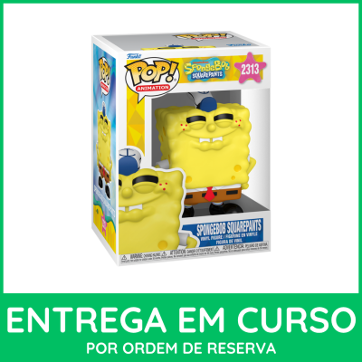 Figura Funko Pop SpongeBob SquarePants em embalagem branca com detalhes amarelos