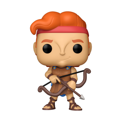 Figura Funko Pop personagem com cabelo laranja, armadura castanha e arco de flecha