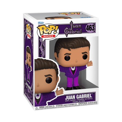 Figura de vinil Funko Pop! Rocks Juan Gabriel com fato roxo na caixa