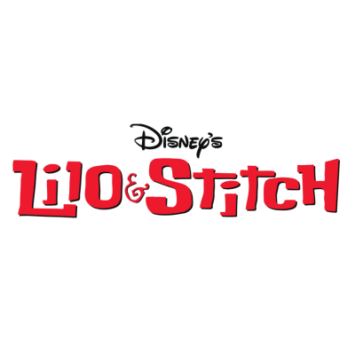 Logotipo Disneys Lilo & Stitch em vermelho e preto sobre fundo branco