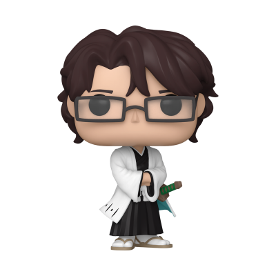 Figura colecionável estilo Funko Pop com roupa tradicional japonesa e espada.